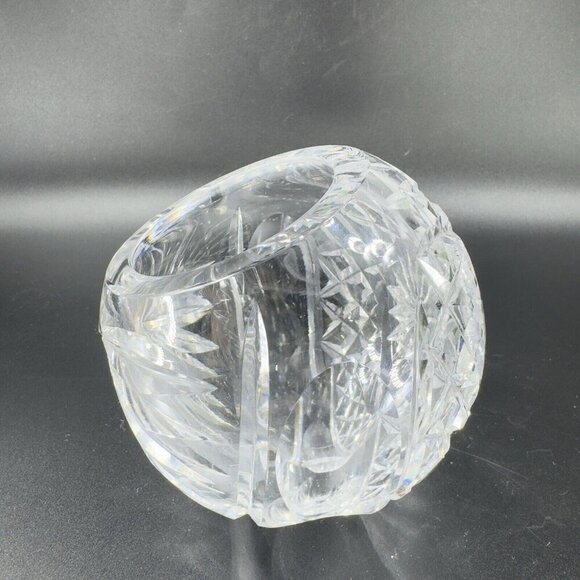 Vintage Clear Glass Crystal Orb Ashtray Sphere Bowl Dish Mid Century Marked VTG - Picture 11 of 14